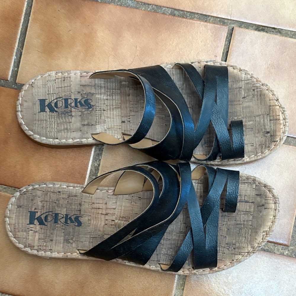Kork-Ease Black Leather Sandals